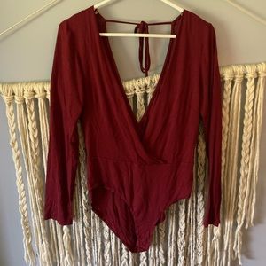 Maroon low neck teddy